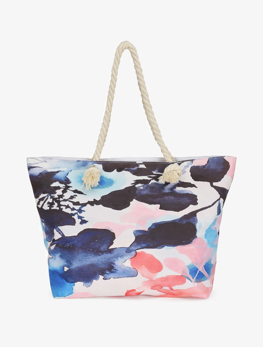 Sac de plage imprimé aquarelle - Bleu - 6