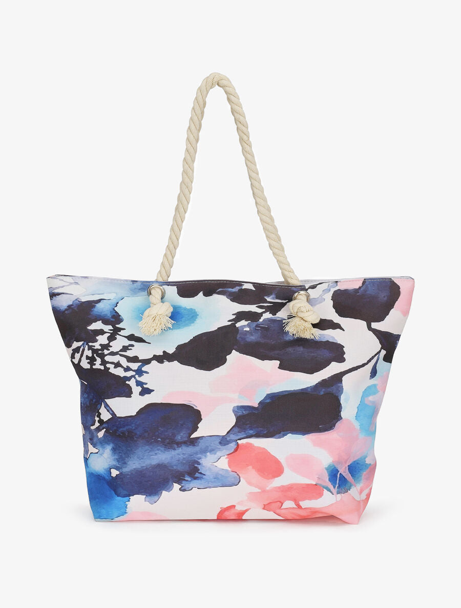 Sac de plage imprimé aquarelle - Bleu - 4