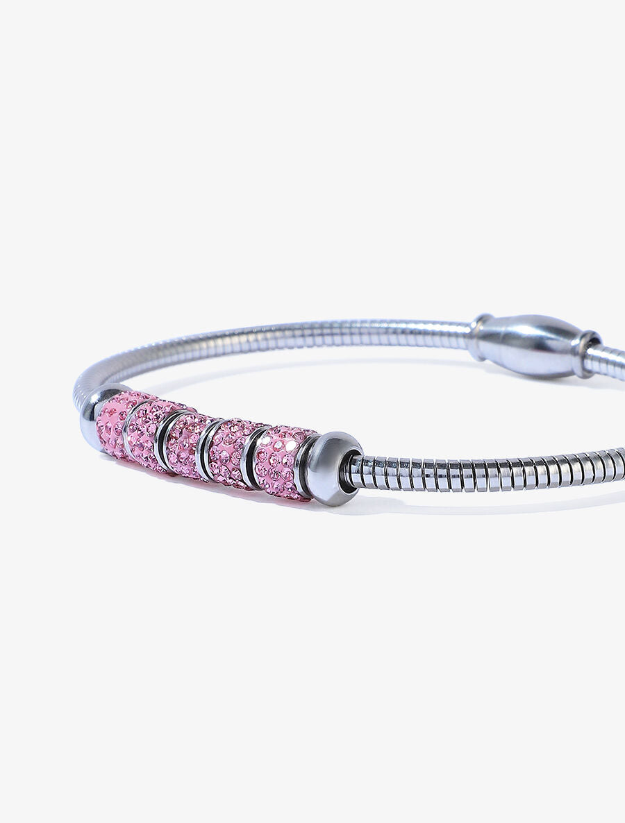 Bracelet maille serpent orné de zircons - Argent - 2
