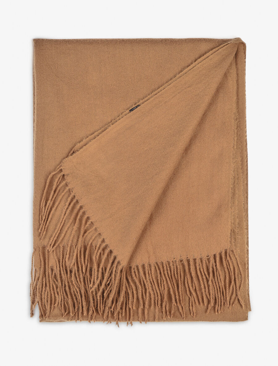Echarpe en laine mélangée à franges - Camel - 2
