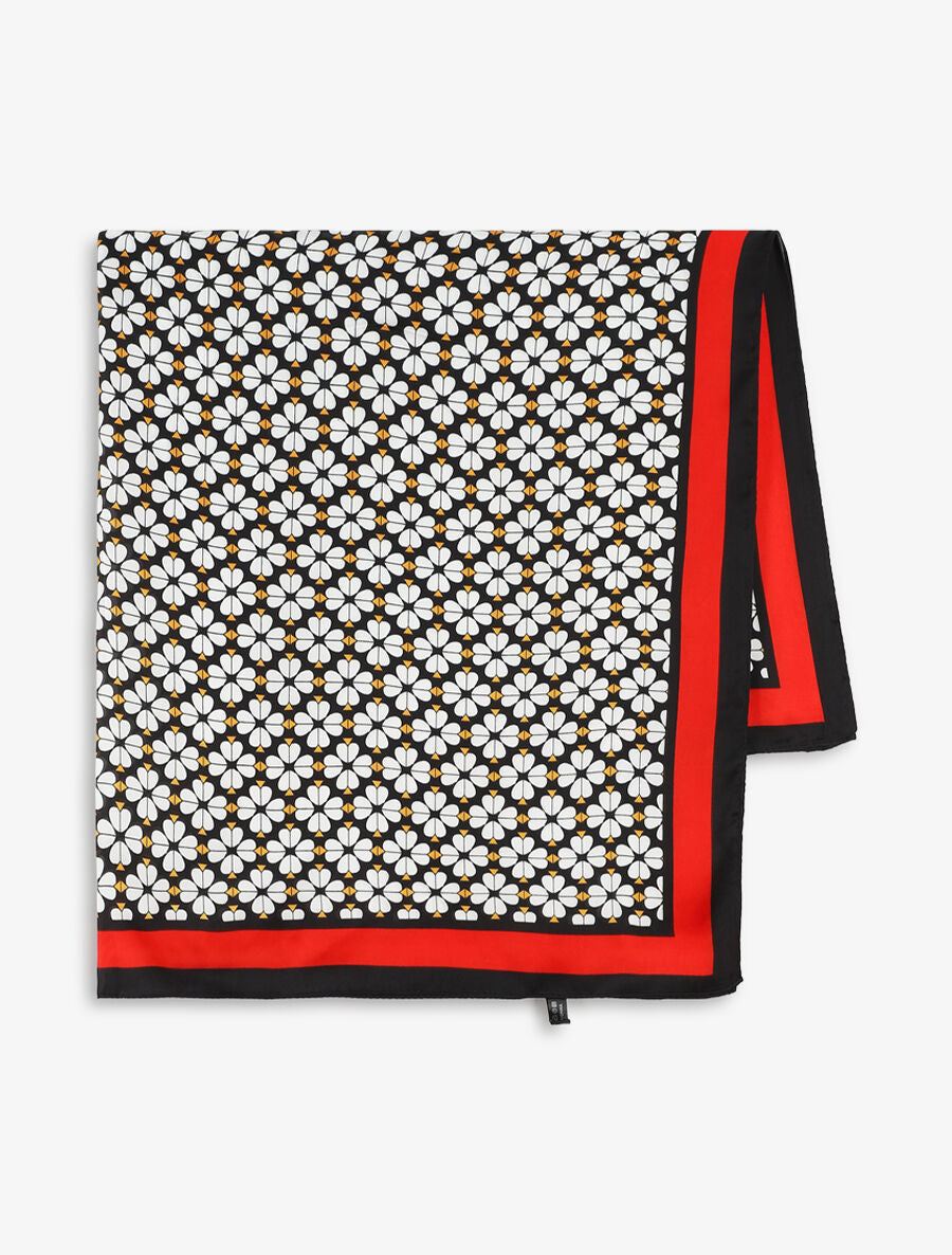 Carrée de soie à imprimé trèfles - Noir - 2