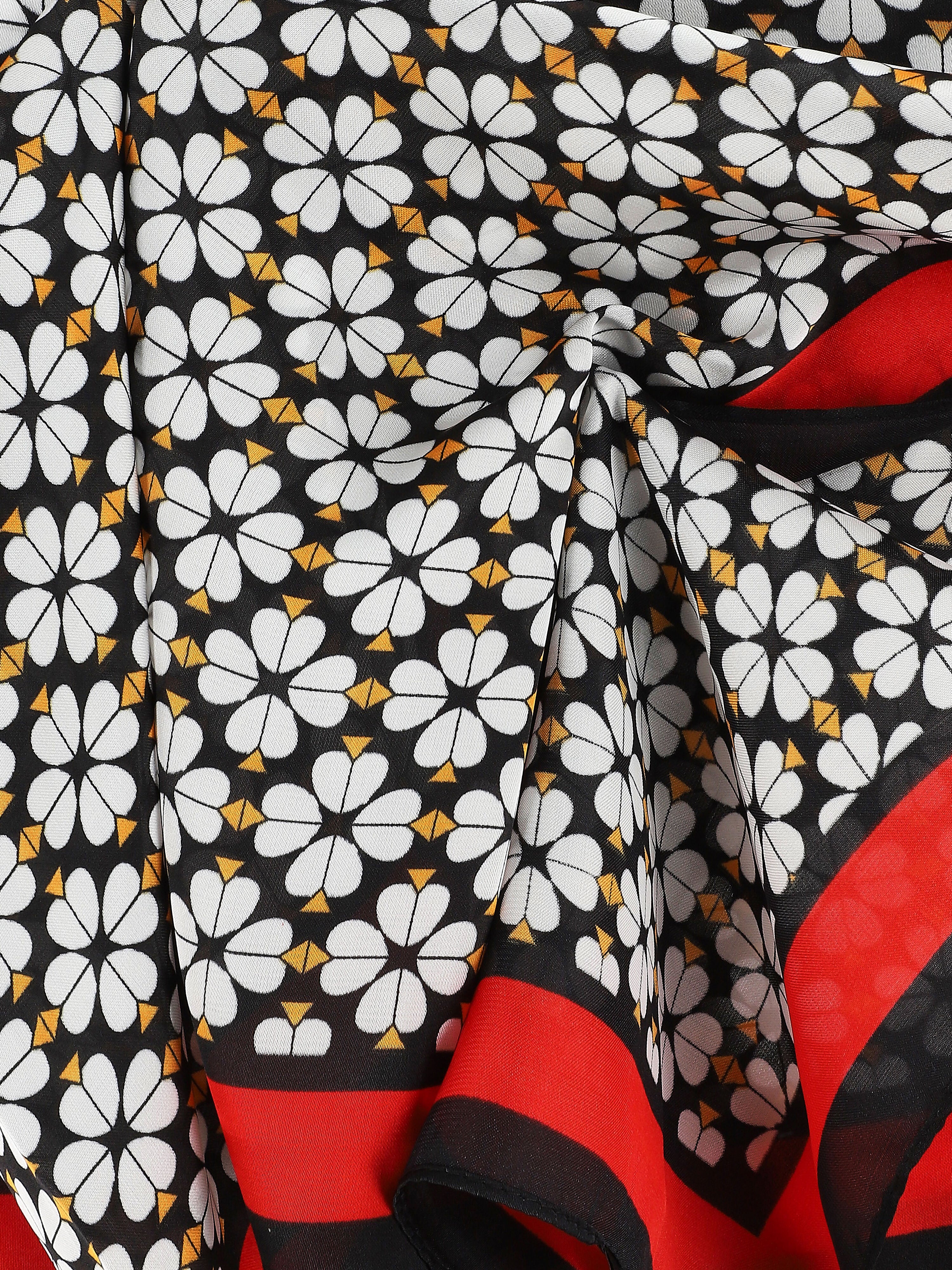 Carrée de soie à imprimé trèfles - Noir - 3