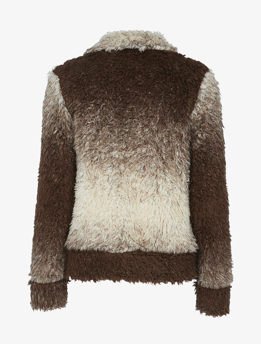 Gilet en maille duveteuse couleur dégradée - Beige - 2