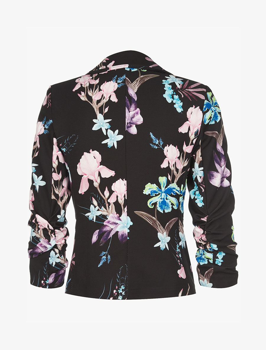 Veste imprimée à manches froissées - noir - 2