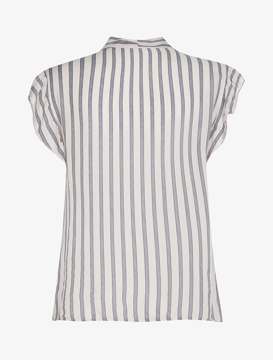Blouse rayée col à nouer - blanc - 2