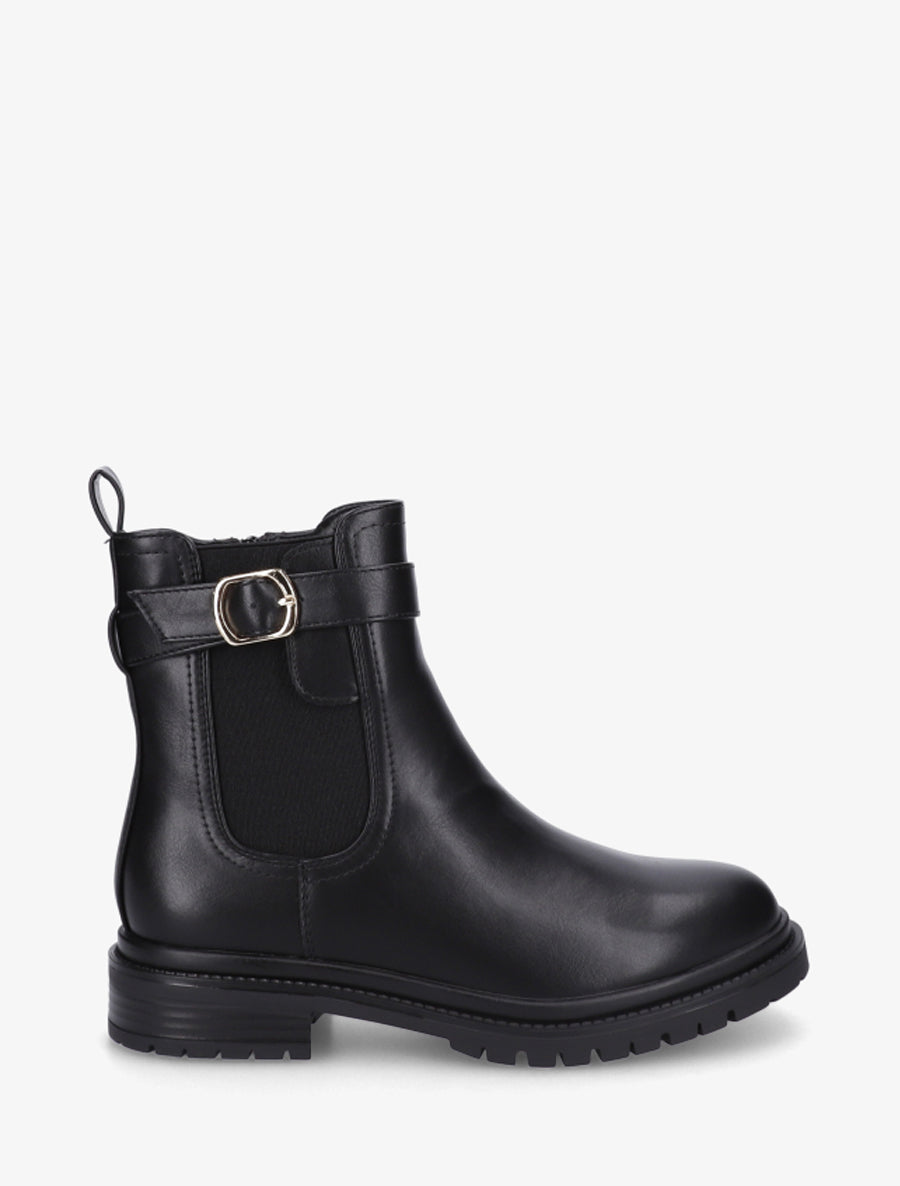 Bottines élastiquées à boucle et semelle crantée - Noir - 1