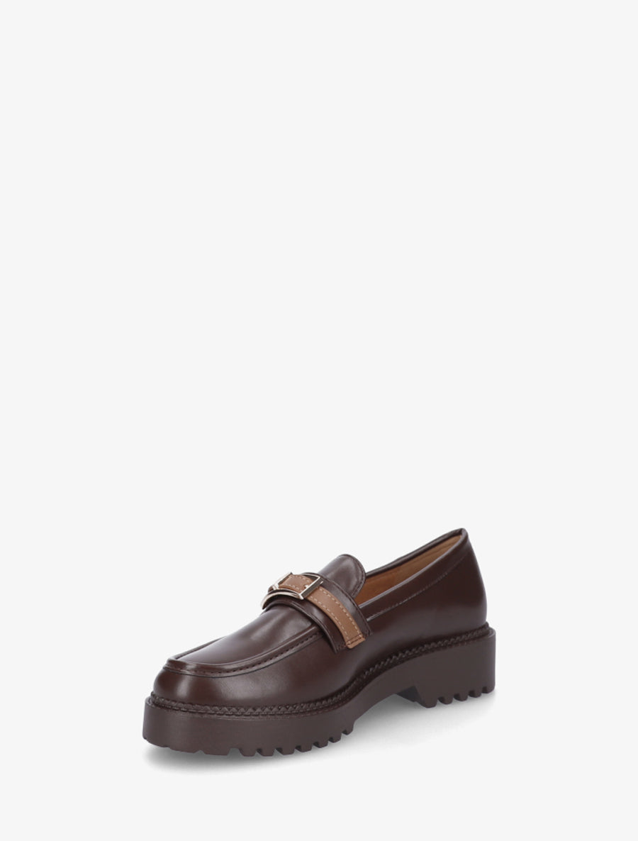 Mocassins à semelle crantée et boucle métallique - Marron - 3
