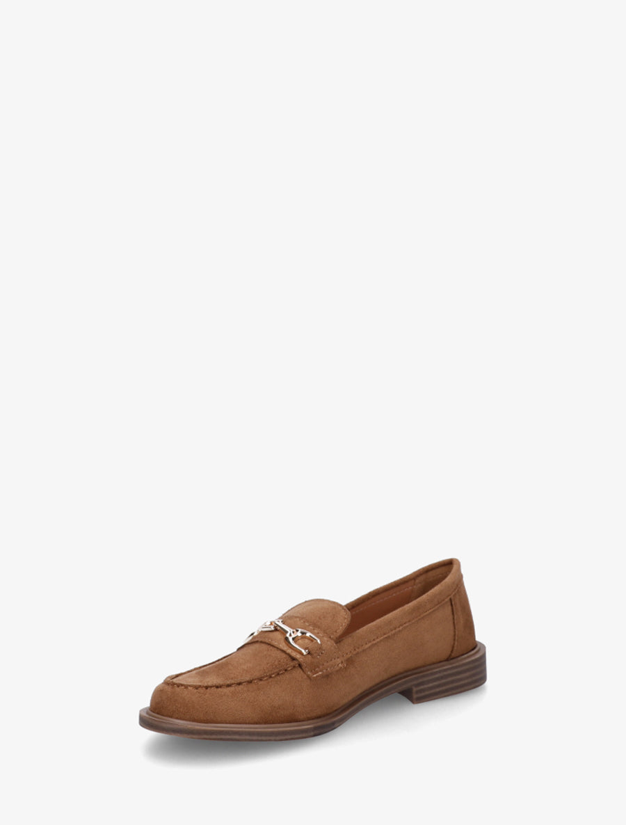 Mocassins en suédine à bijou fantaisie en métal - Camel - 3
