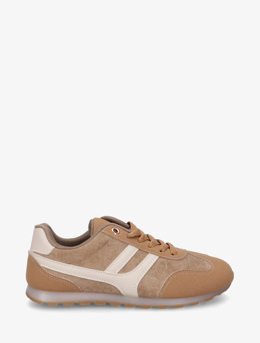 Sneakers unies en suédine - Camel - 1