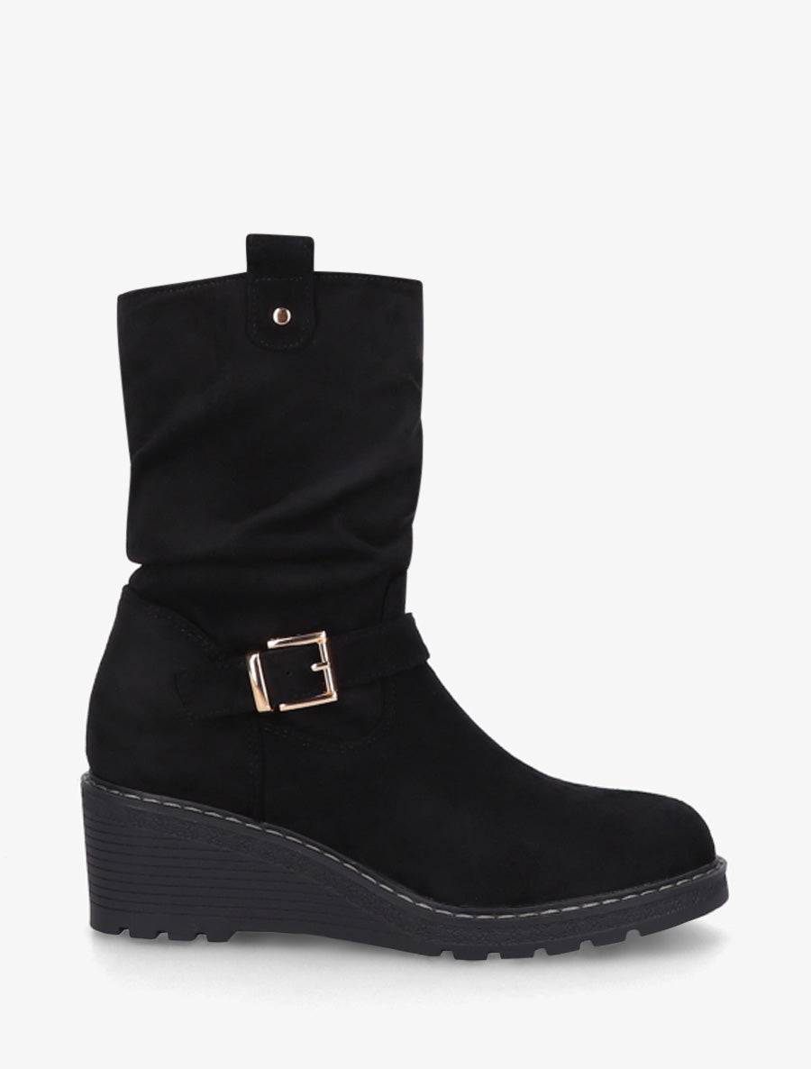 Bottines montantes compensées effet froncé - Noir - 1