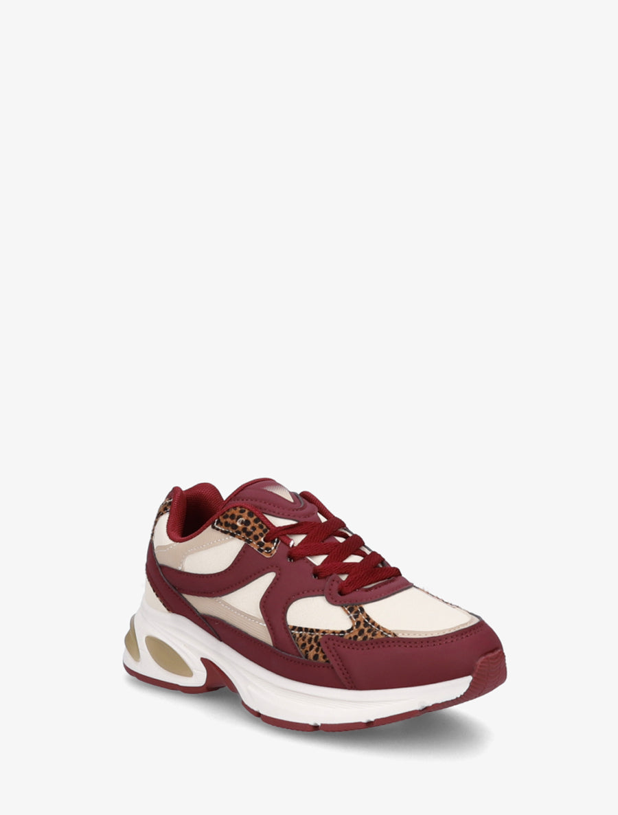 Baskets suédine empiècement guépard - Bordeaux - 2