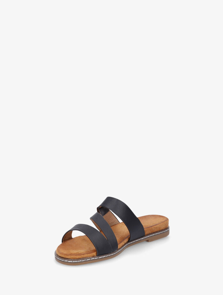 Nu-pieds en simili à boucle - Noir - 3