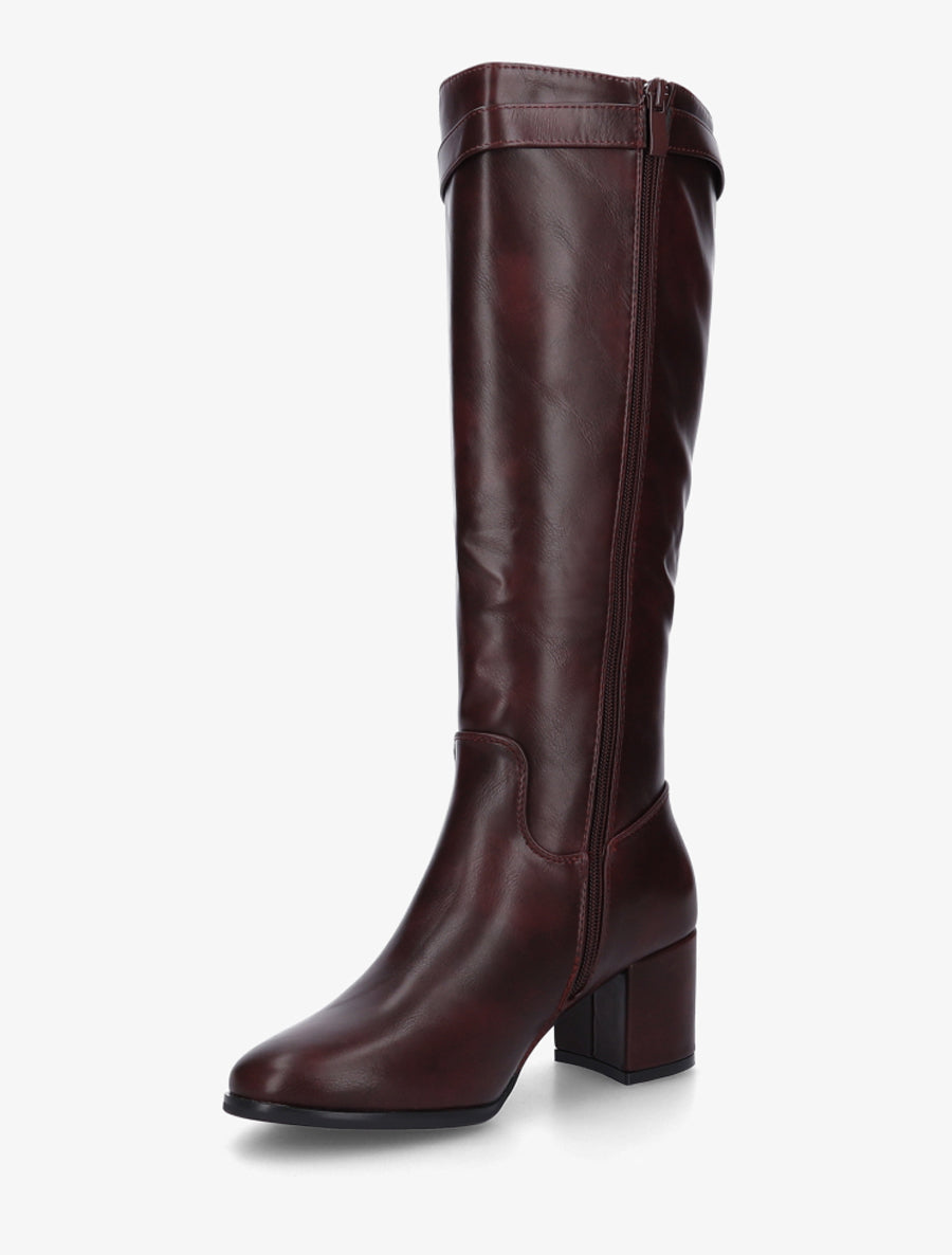 Bottes en simili à talon - Bordeaux - 3