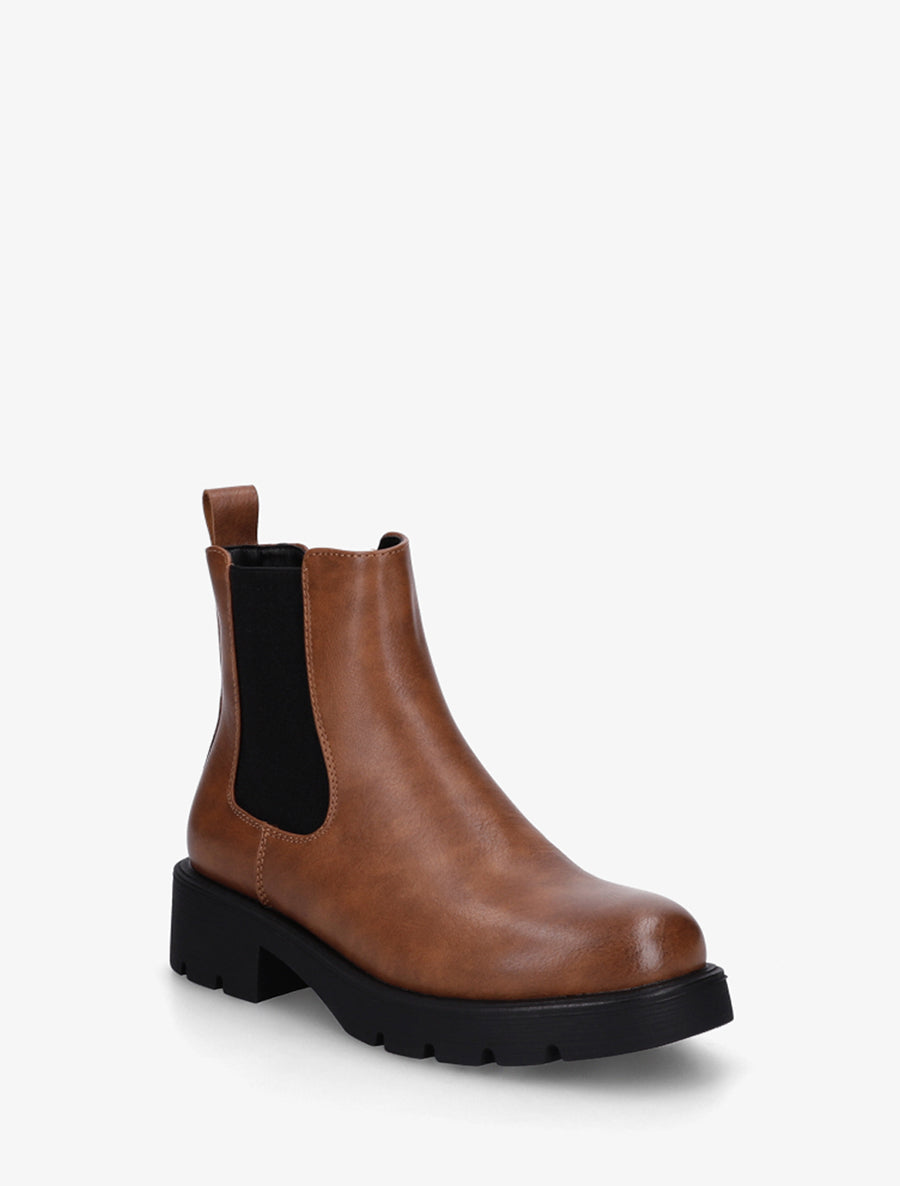 Bottines élastiquées à semelle crantée - Camel - 2