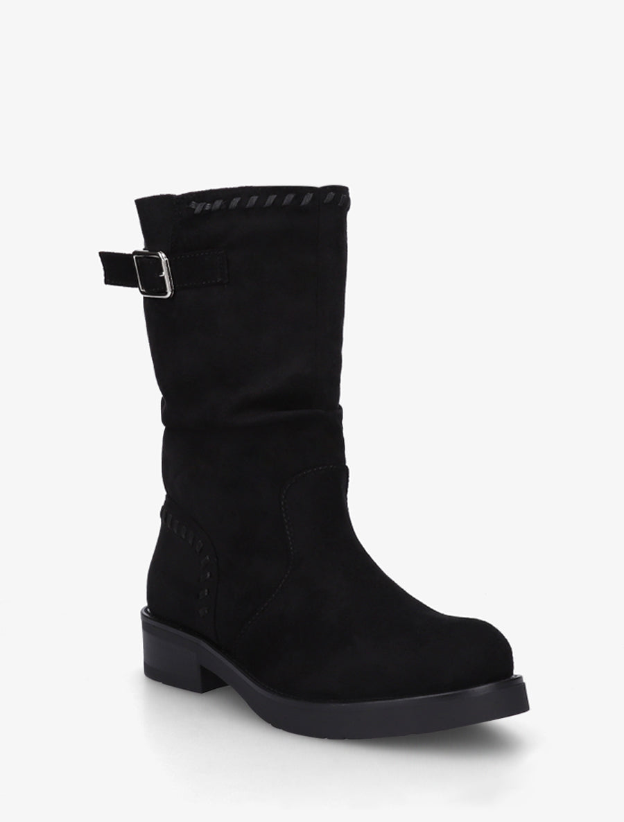 Bottines plissées à bouts ronds - Noir - 2