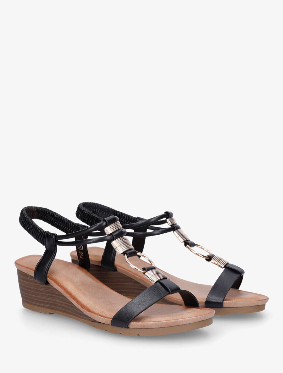 Sandales compensées à bijoux - Noir - 4