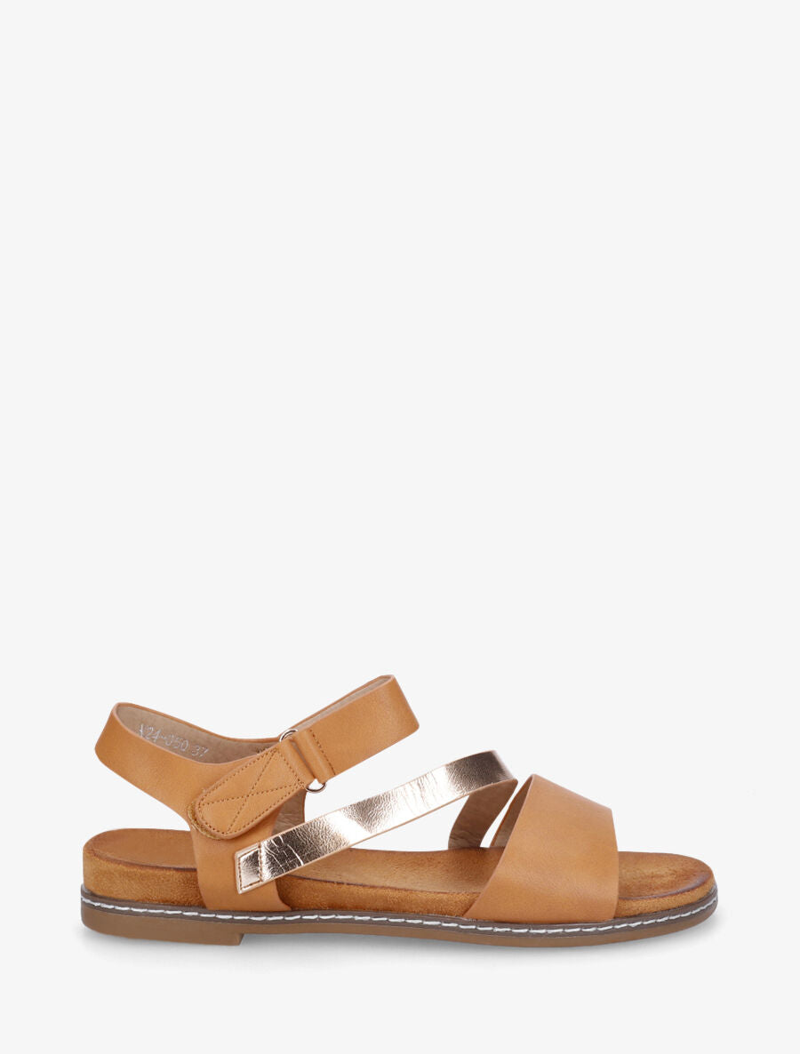 Nu-pieds irisés en simili - Camel - 5