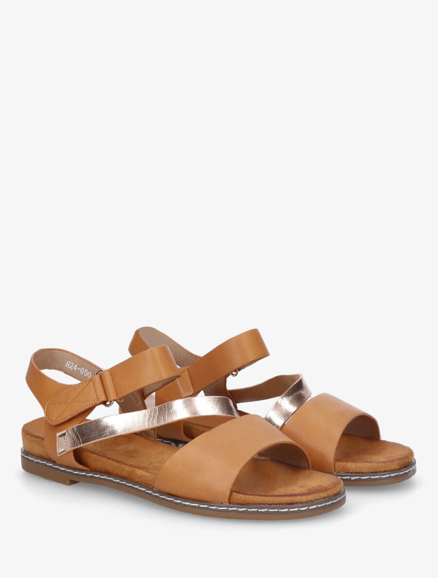 Nu-pieds irisés en simili - Camel - 4