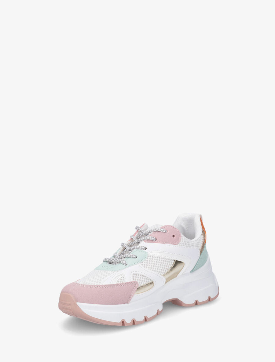 Sneakers à bandes irisées et pailletées - Rose - 3