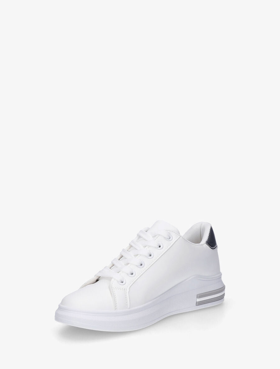 Sneakers en simili à bandes effet paille - Argent - 3