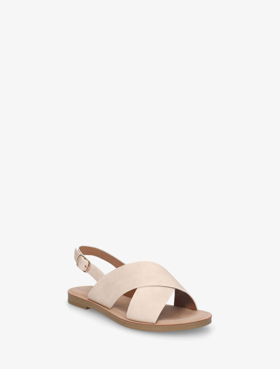 Nu-pieds croisés en tissu - Beige - 2