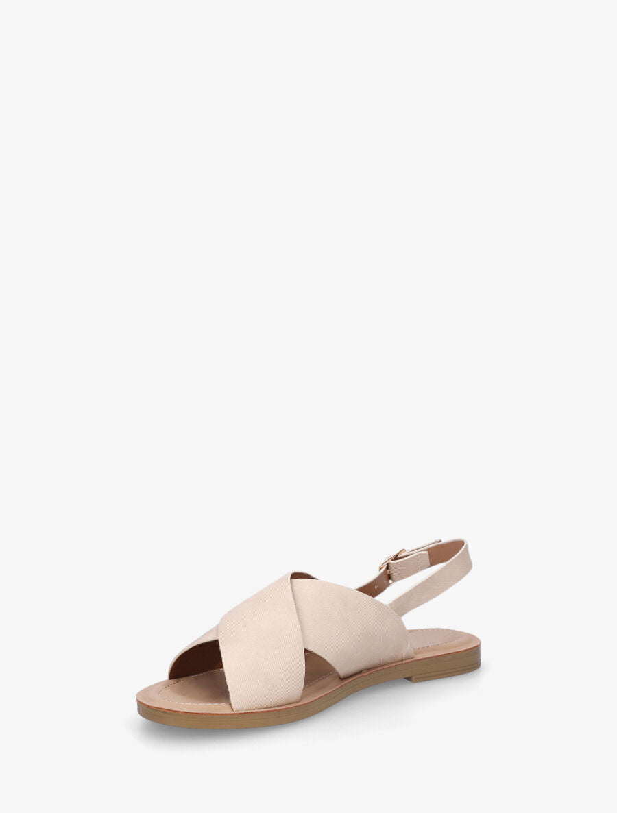 Nu-pieds croisés en tissu - Beige - 3