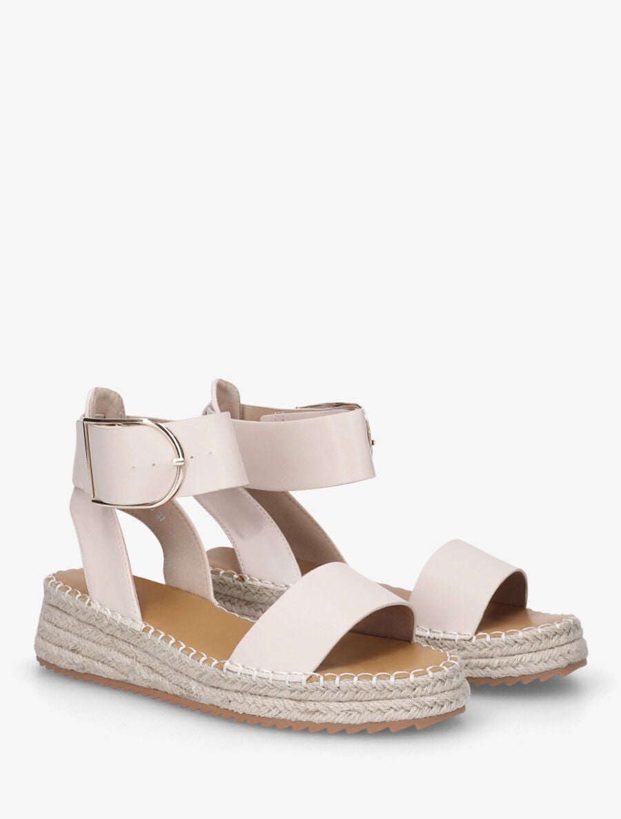 Sandales style espadrille à bride épaisse - Beige - 4