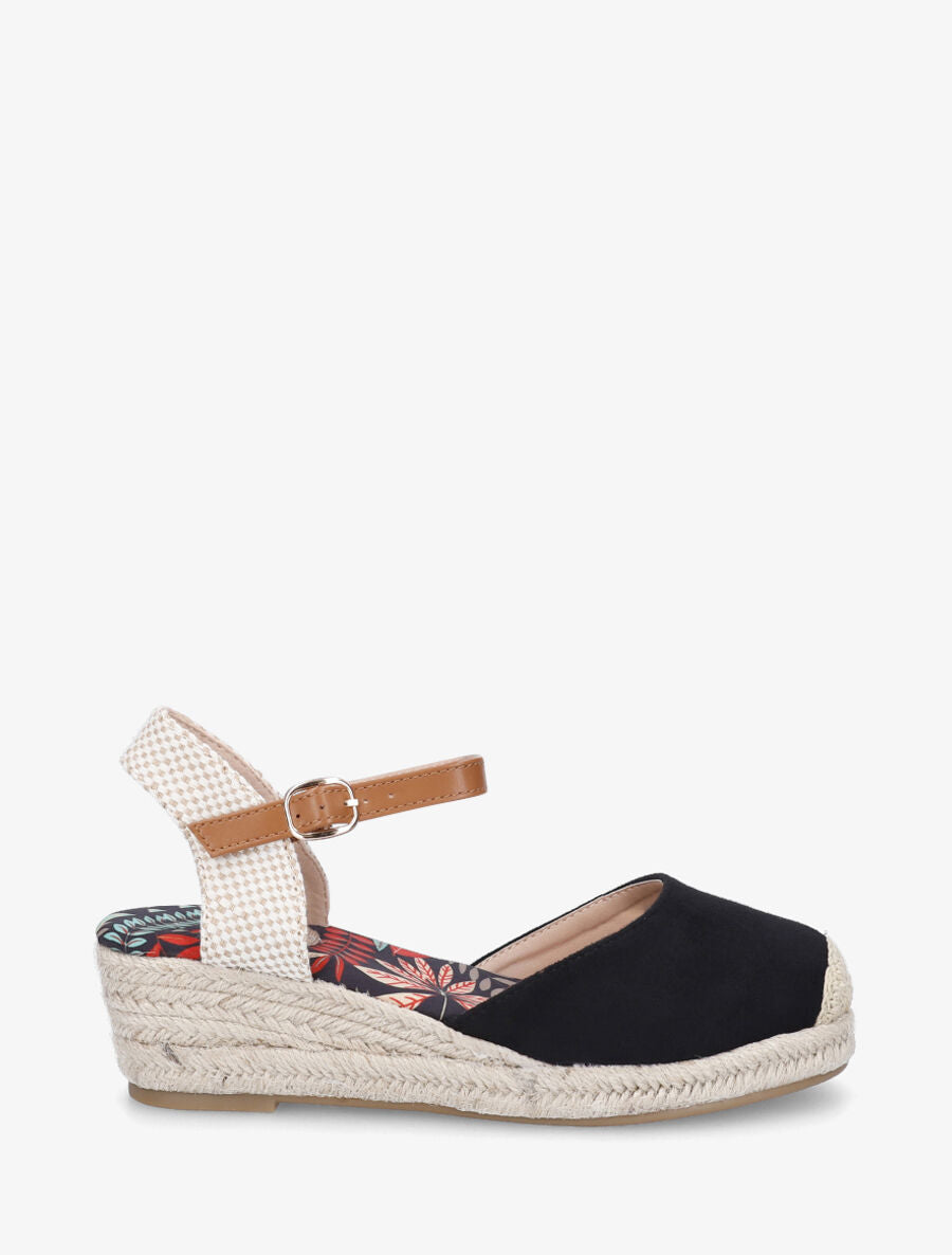 Espadrille en suédine à semelle fantaisie - Noir - 5