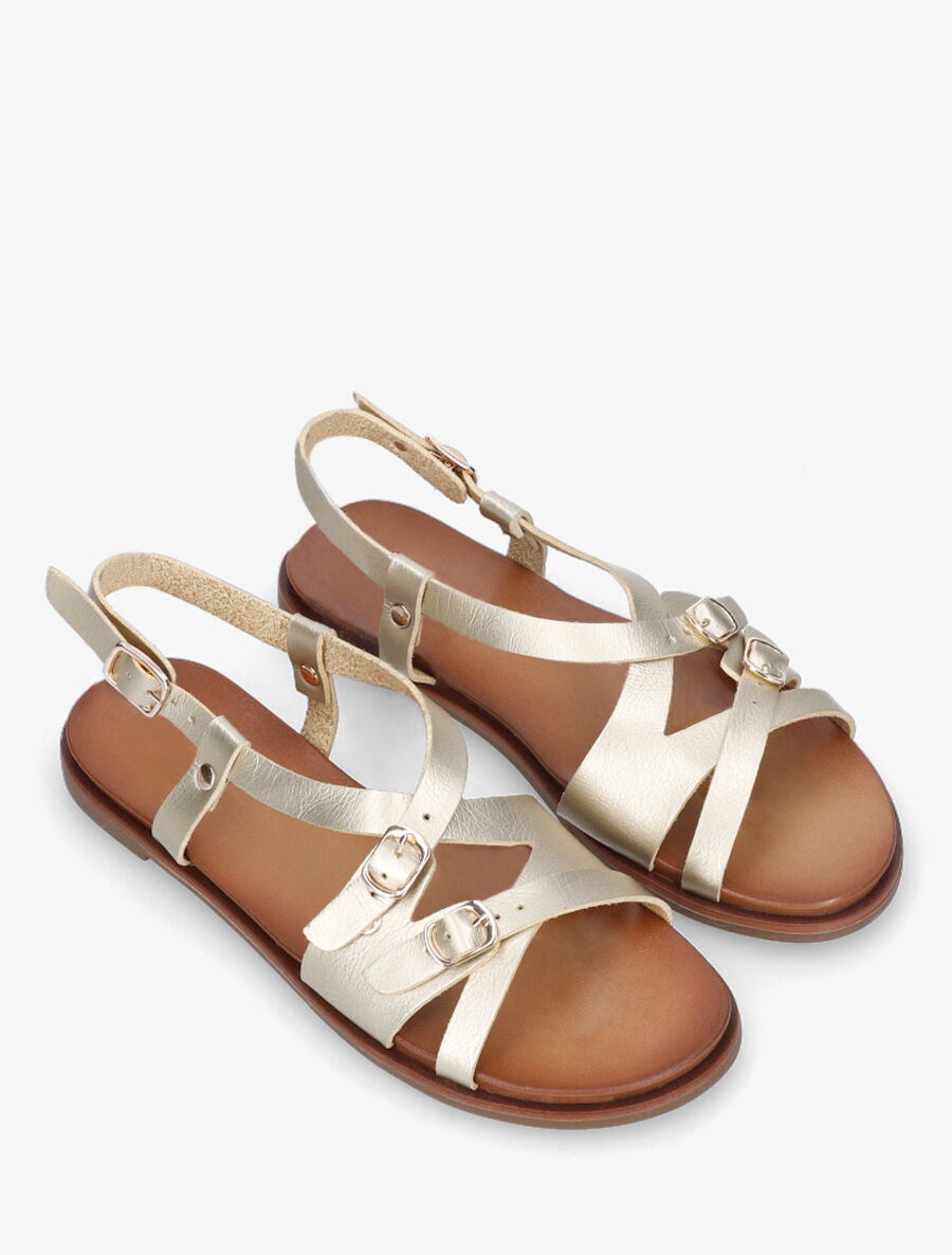 Nu-pieds brides à boucles croisées - Or - 4
