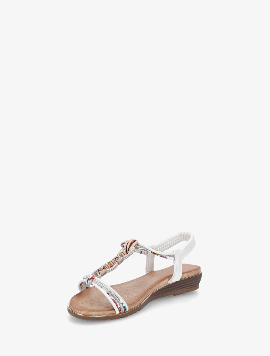Nu-pieds à bride en T strass et perles - Blanc - 3