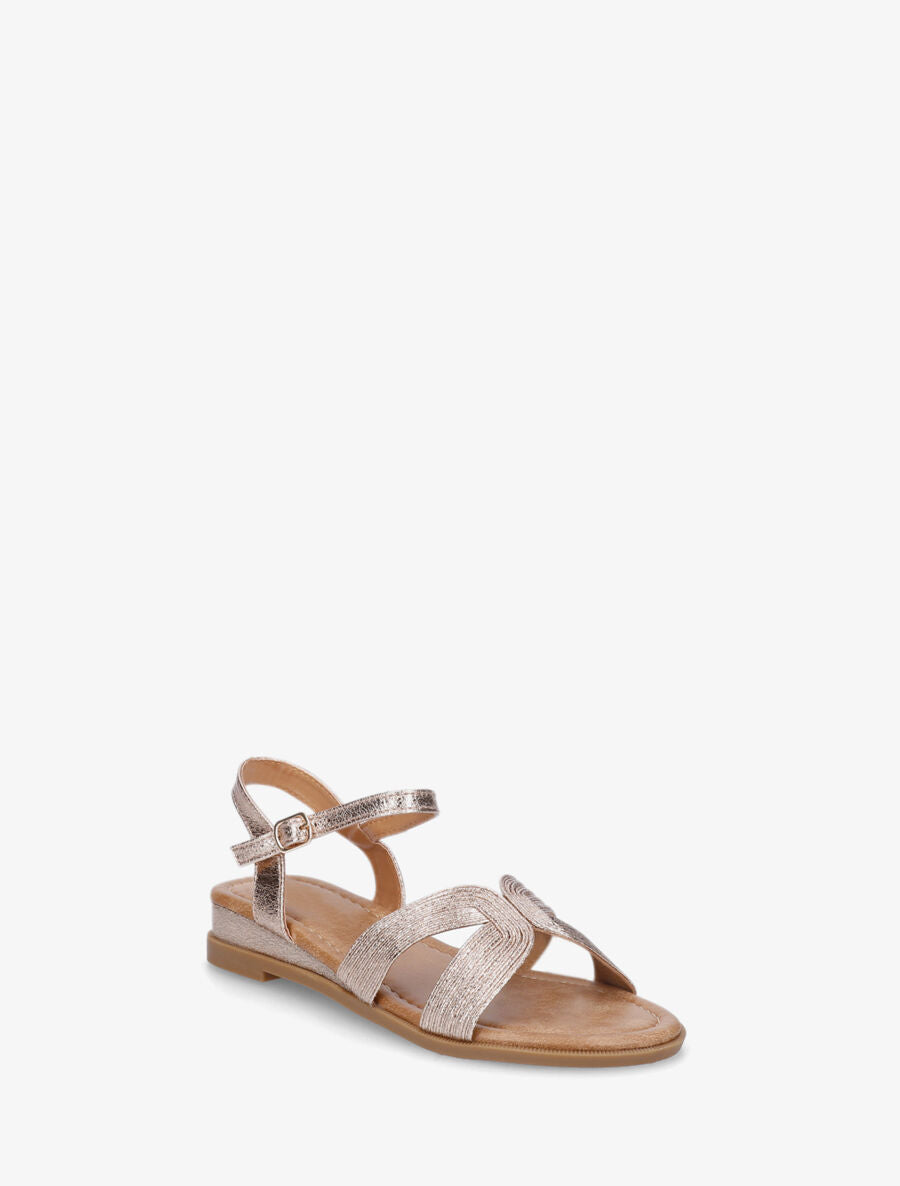 Nu-pieds striés en simili - Rose gold - 2