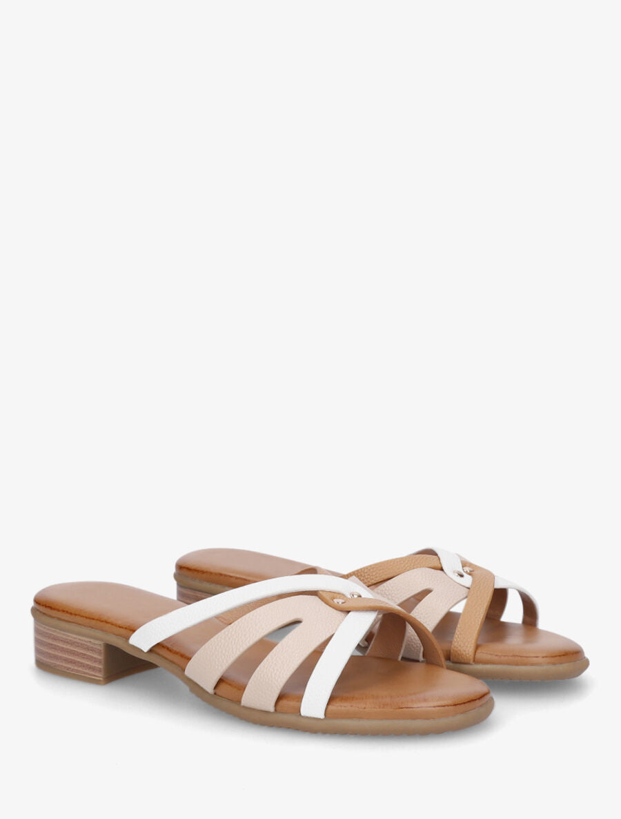 Mules plates torsadées en simili - Beige - 4