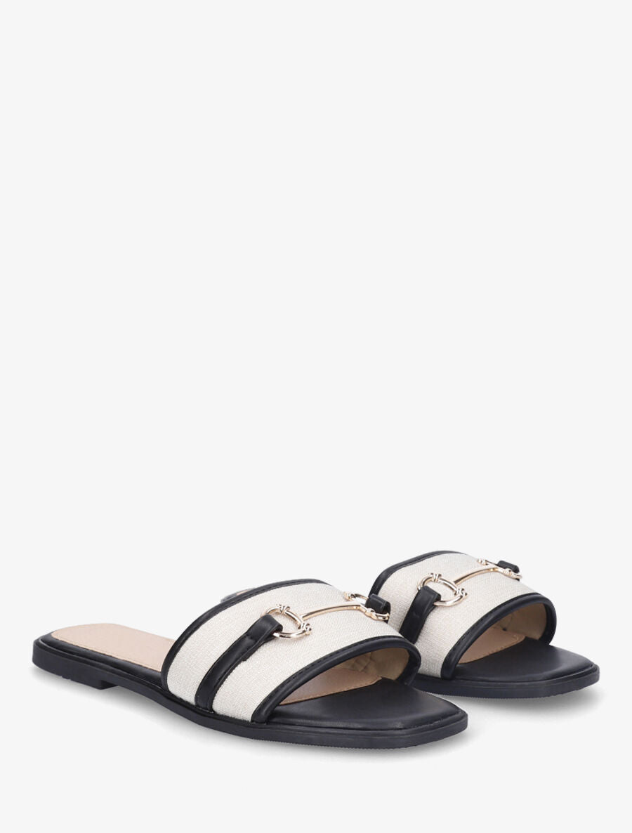 Mules plates bi-matière à boucle - Noir - 4