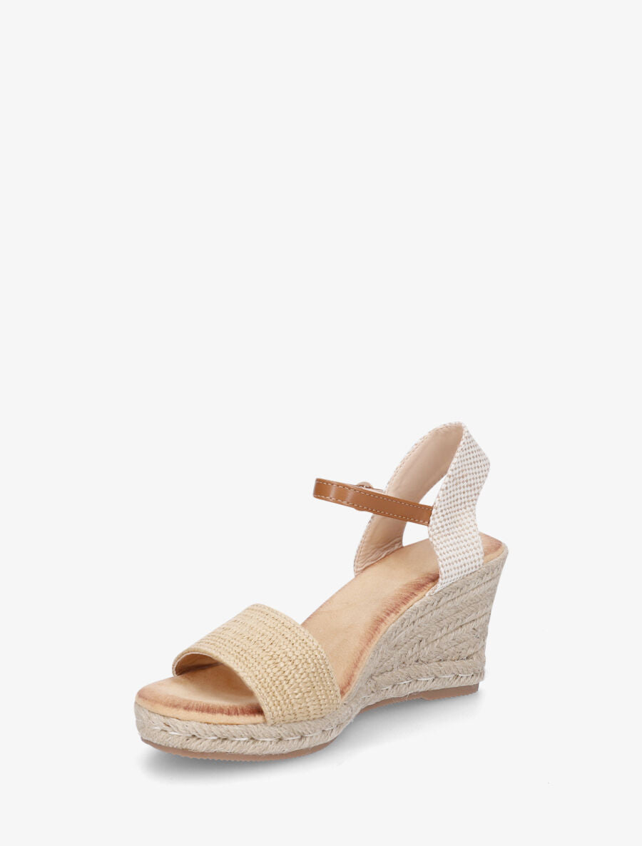 Sandales compensées hautes style espadrille - Beige - 3