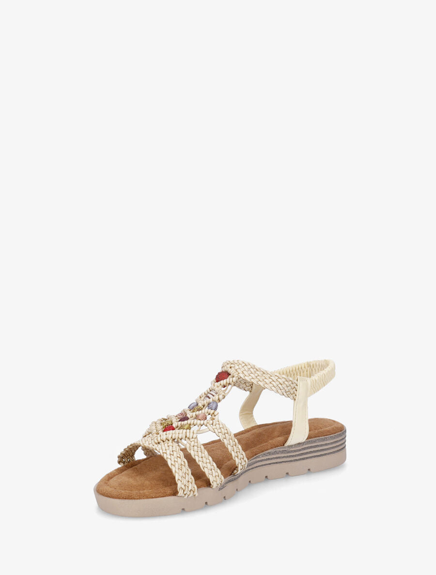 Nu-pieds tressés à perles - Beige - 3