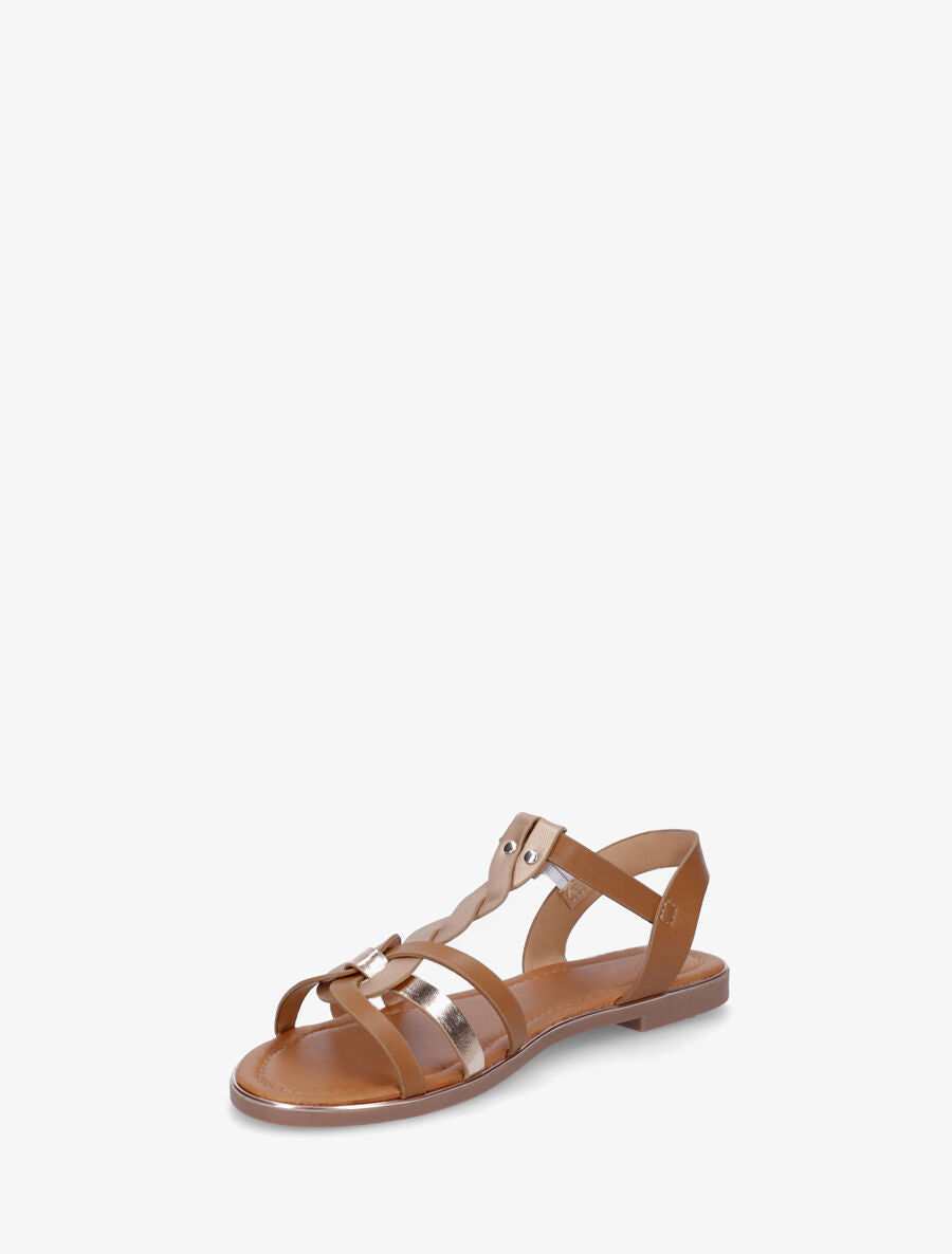 Nu-pieds irisés bride en T torsadée - Camel - 3