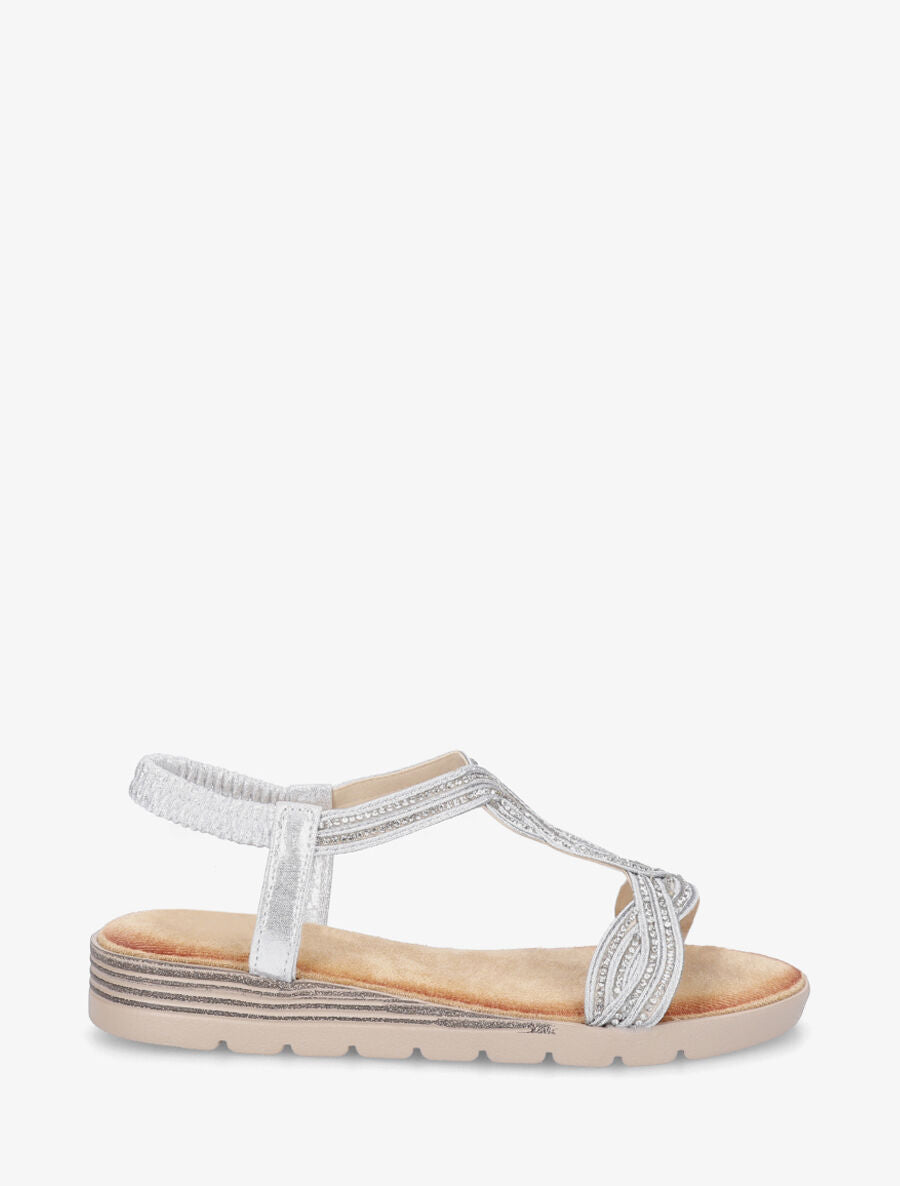 Nu-pieds à bride torsadé à strass - Argent - 1