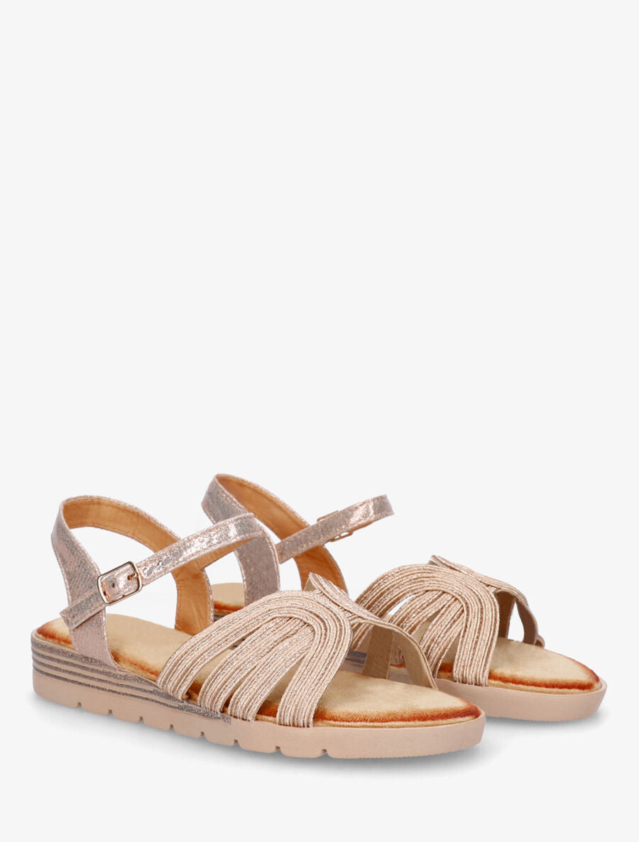Nu-pieds irisés bride fantaisie - Rose gold - 4