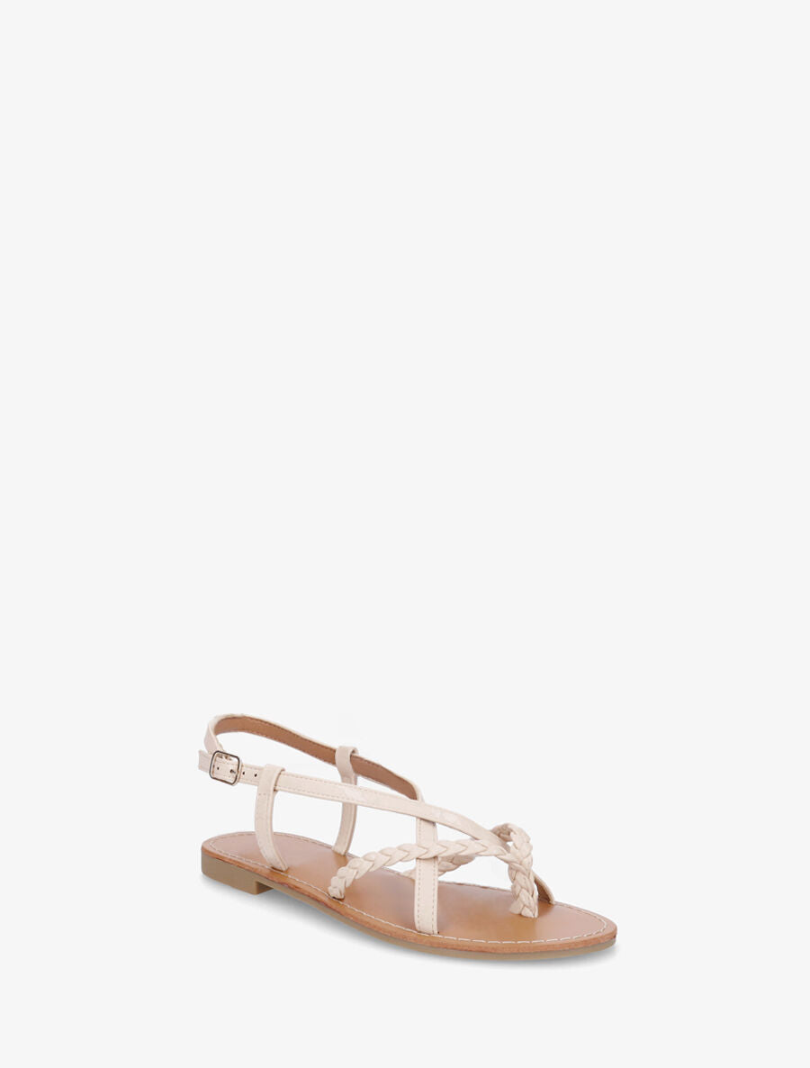 Nu-pieds croisés à tresses - Beige - 2