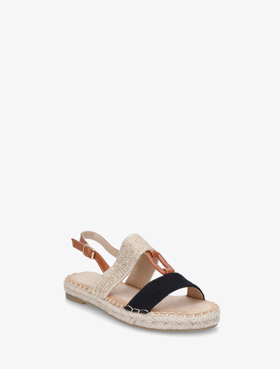 Nu-pieds bi-matière à boucle en simili - Noir - 2