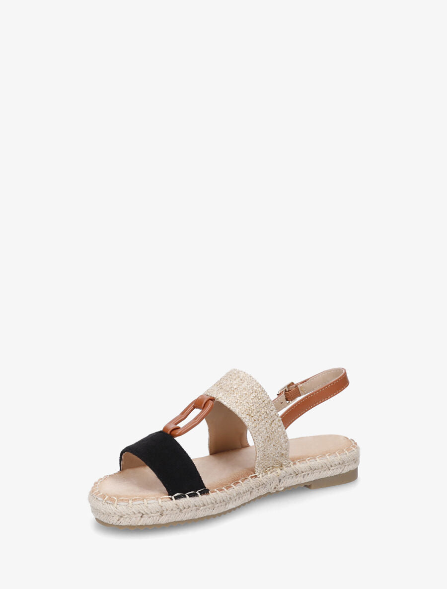 Nu-pieds bi-matière à boucle en simili - Noir - 3