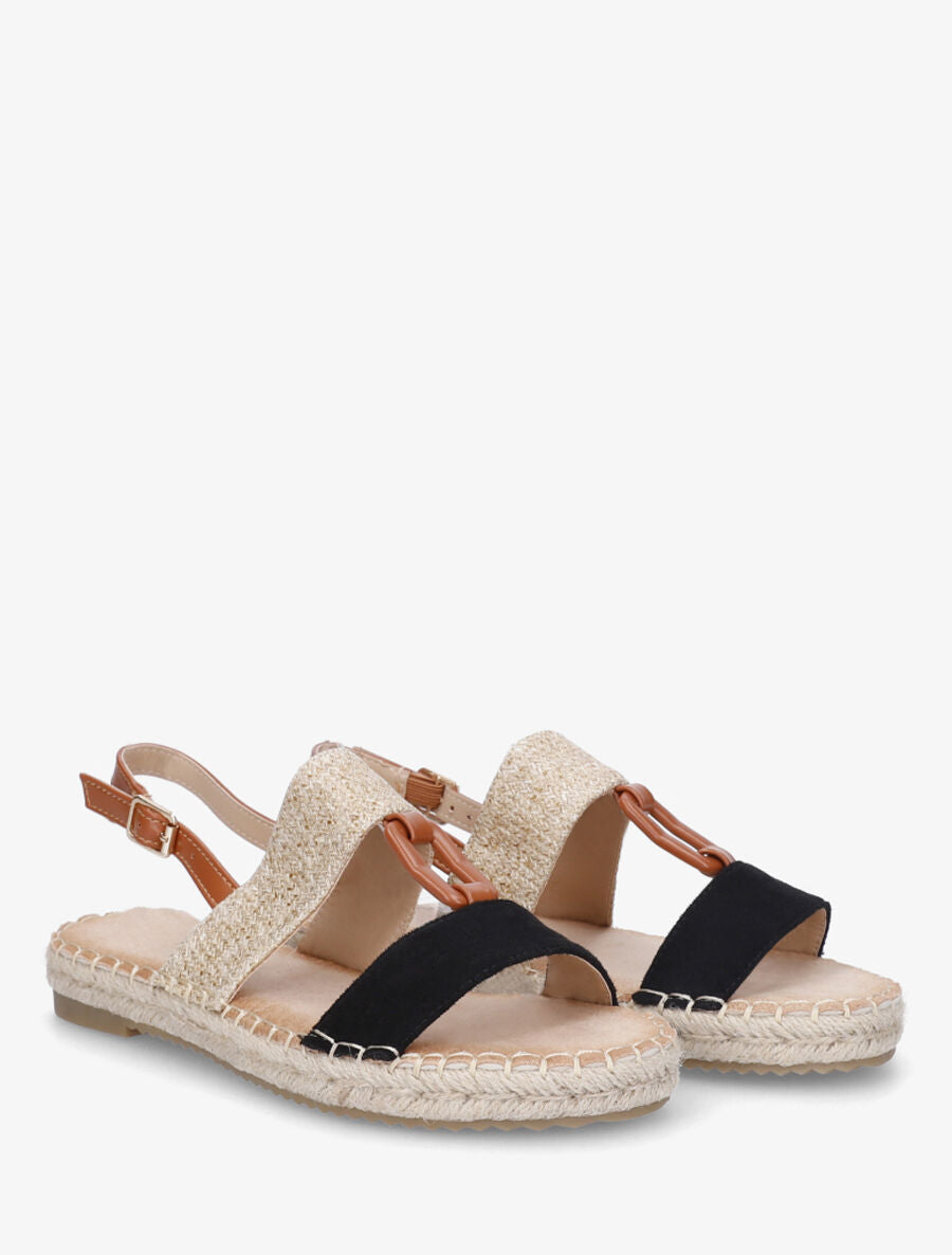 Nu-pieds bi-matière à boucle en simili - Noir - 4