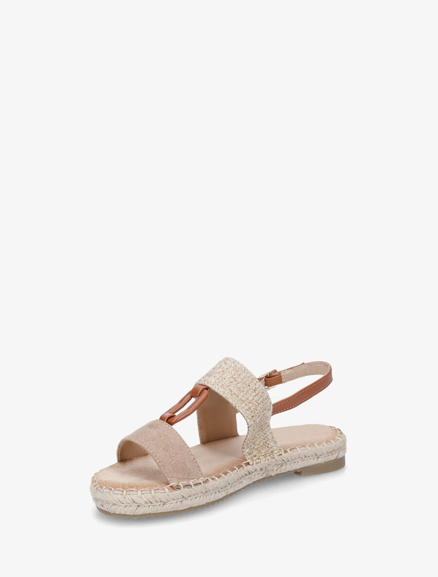 Nu-pieds bi-matière à boucle en simili - Taupe - 3