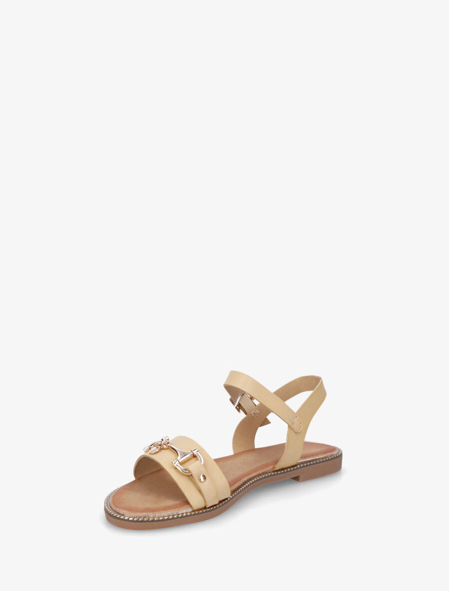Nu-pieds en simili à boucle fantaisie - Beige - 3