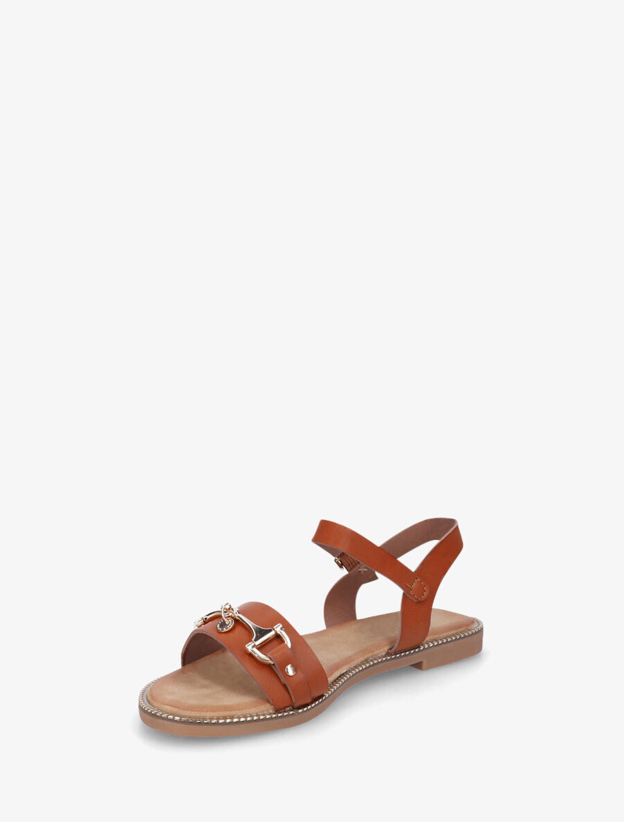 Nu-pieds en simili à boucle fantaisie - Camel - 3