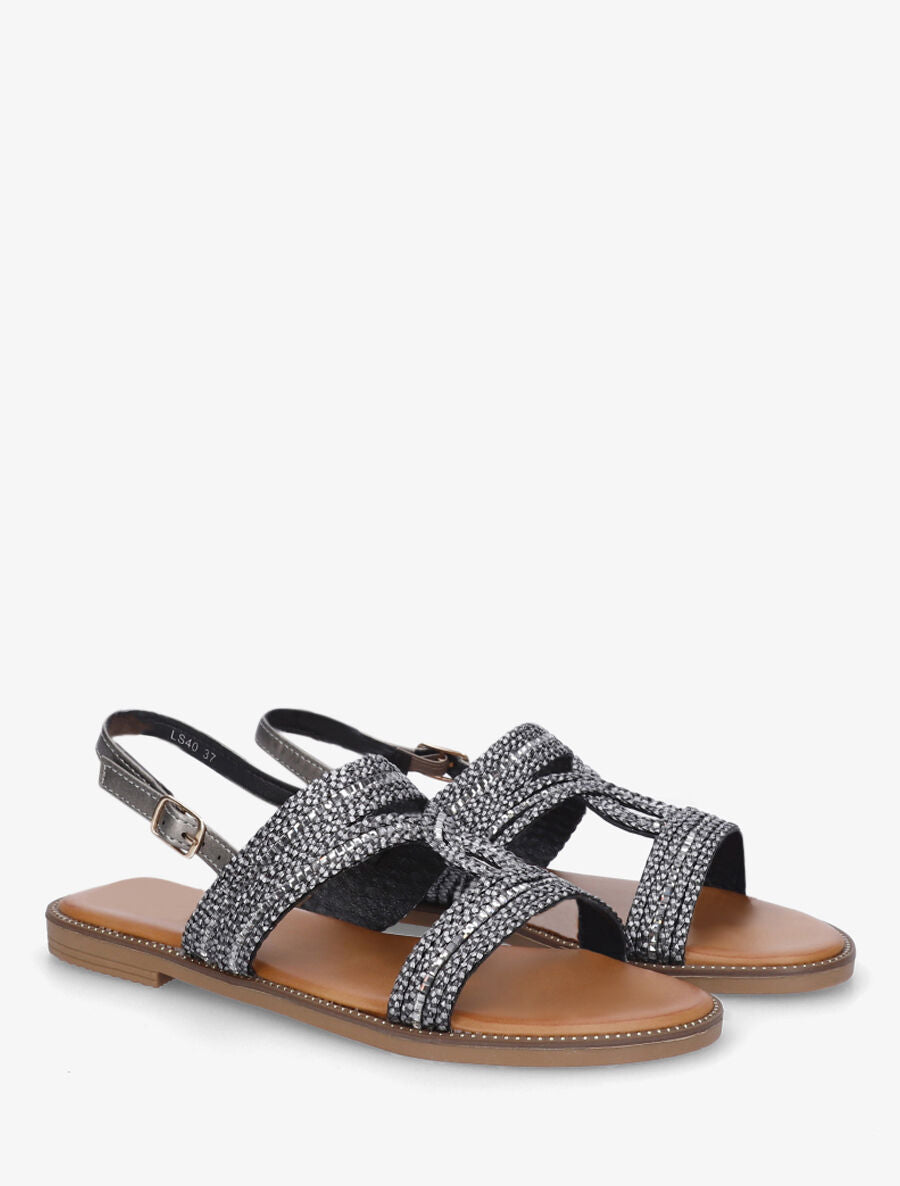 Nu-pieds ornés de strass - Noir - 4