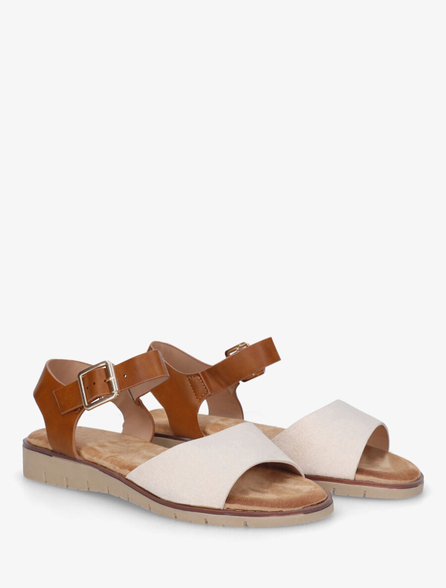 Nu-pieds basiques bi-matière - Beige - 4