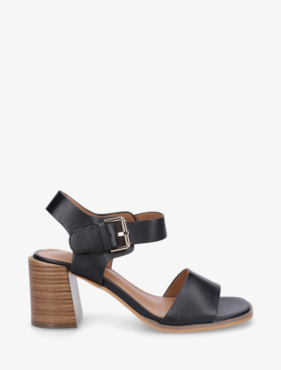 Sandales à talon en simili - Noir - 5