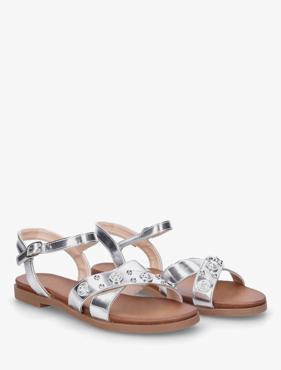 Nu-pieds à brides cloutées et bijoux - Argent - 4
