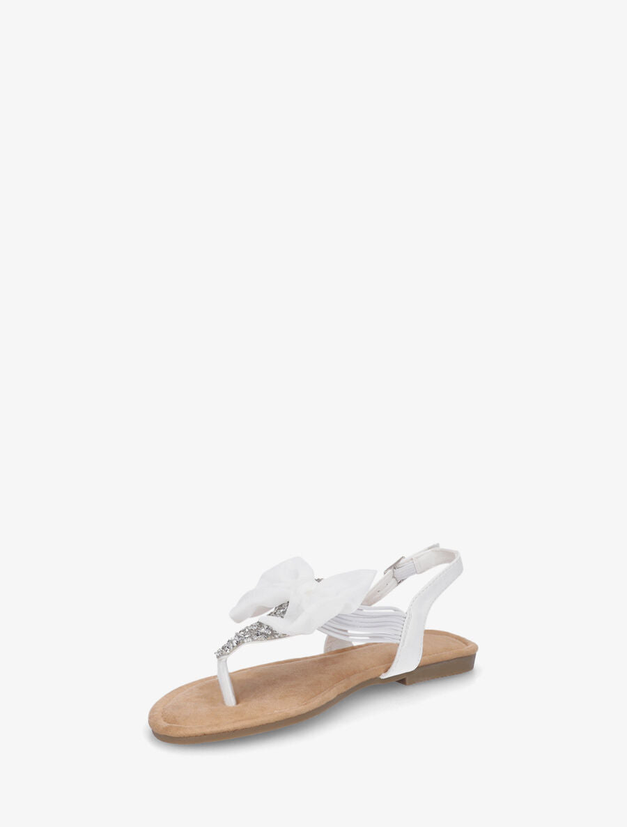 Nu-pieds à noeud et strass - Blanc - 3